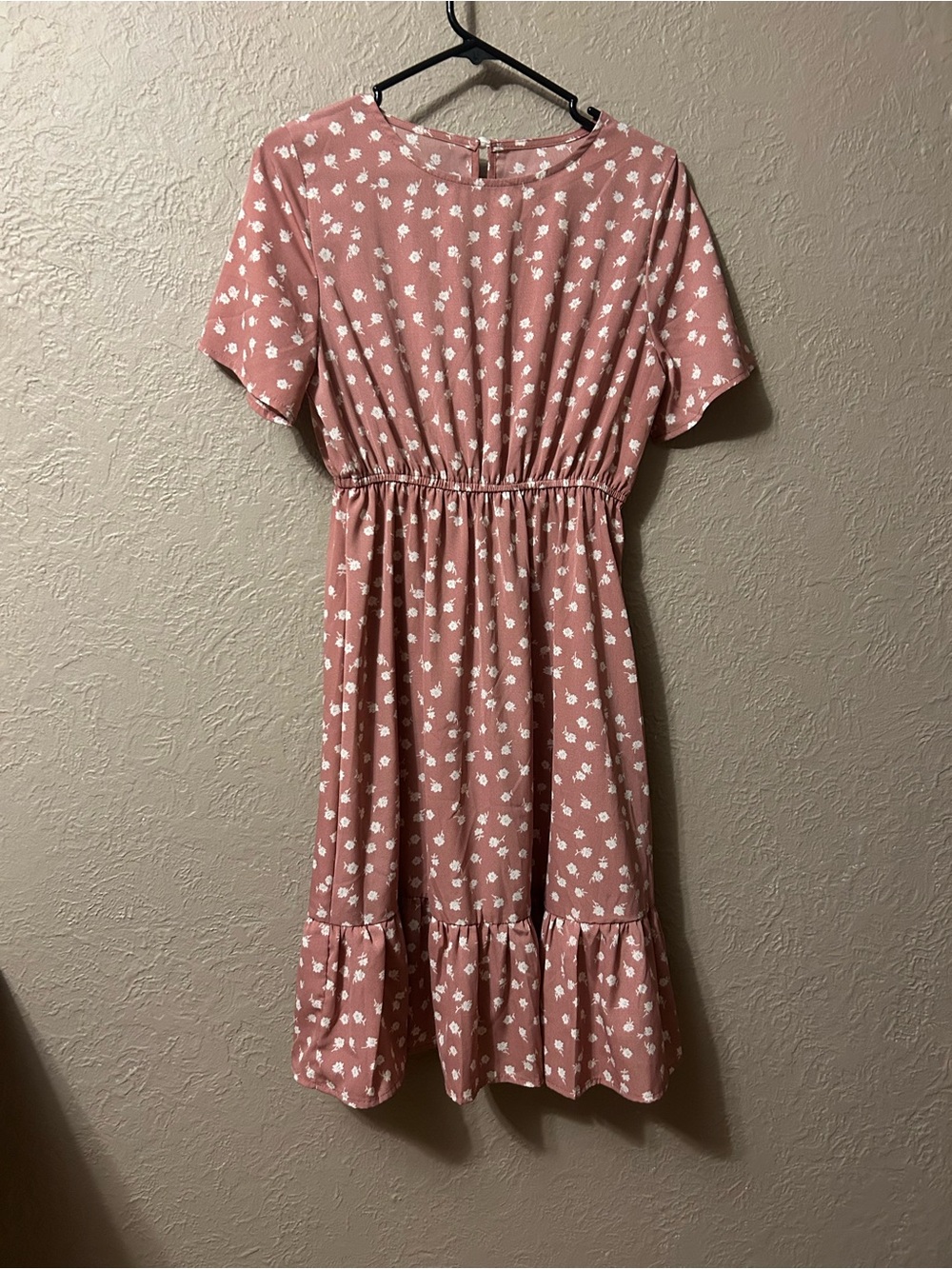 SHEIN Dusty Pink Floral Midi Dress